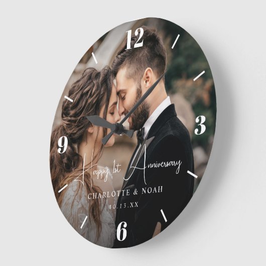 パーソナライズされた結婚周年記念 ラージ壁時計 (傾斜)