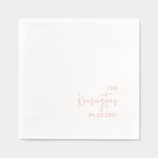 パーソナライズされた結婚夫婦の名字 箔ナプキン (正面)