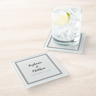 パーソナライズされた結婚夫婦キープサケ黒白 ガラスコースター