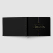 パーソナライズされた結婚実在黒とホイル ゲストブック (全面)