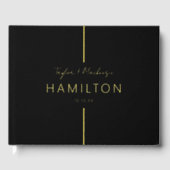 パーソナライズされた結婚実在黒とホイル ゲストブック (正面)