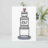 パーソナライズされた結婚式のケーキイラスト RSVP 招待状 (スタンド正面)