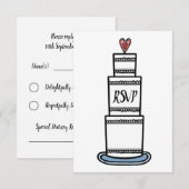 パーソナライズされた結婚式のケーキイラスト RSVP 招待状 (正面/裏面)