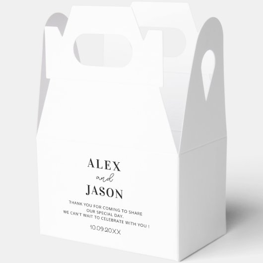 パーソナライズされた結婚式のモダン歓迎 フェイバーボックス (見開き)