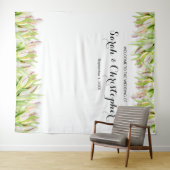 パーソナライズされた結婚式の写真用背景 | ピンクのチューリップ タペストリー (インサイチュ(横))