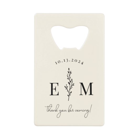 パーソナライズされた結婚式の引き出物エレガント クレジットカード栓抜き (正面)