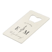 パーソナライズされた結婚式の引き出物エレガント クレジットカード栓抜き (正面アングル)