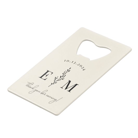 パーソナライズされた結婚式の引き出物エレガント クレジットカード栓抜き (正面アングル)