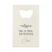 パーソナライズされた結婚式の引き出物エレガント クレジットカード栓抜き (裏面)