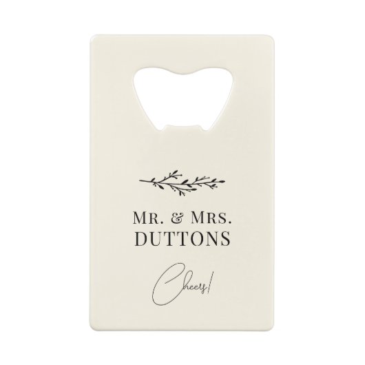 パーソナライズされた結婚式の引き出物エレガント クレジットカード栓抜き (裏面)