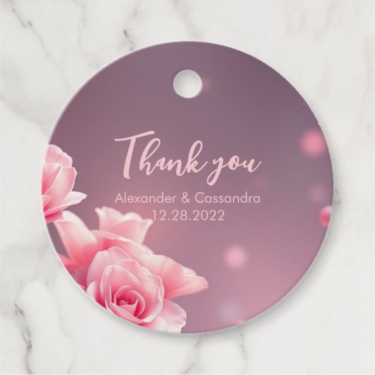 パーソナライズされた結婚式の引き出物サンキューラベル フェイバータグ (正面)