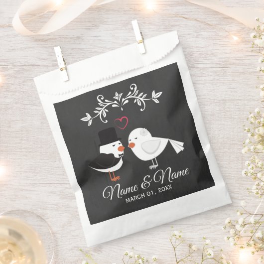 パーソナライズされた結婚式の引き出物バッグ フェイバーバッグ (クリップ留めされた状態)