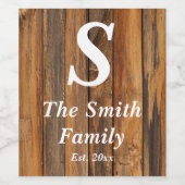 パーソナライズされた結婚式の引き出物モノグラム姓 ワインラベル (シングルラベル)