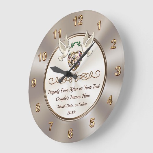 パーソナライズされた結婚式の時素晴らし結婚計 ラージ壁時計 (傾斜)