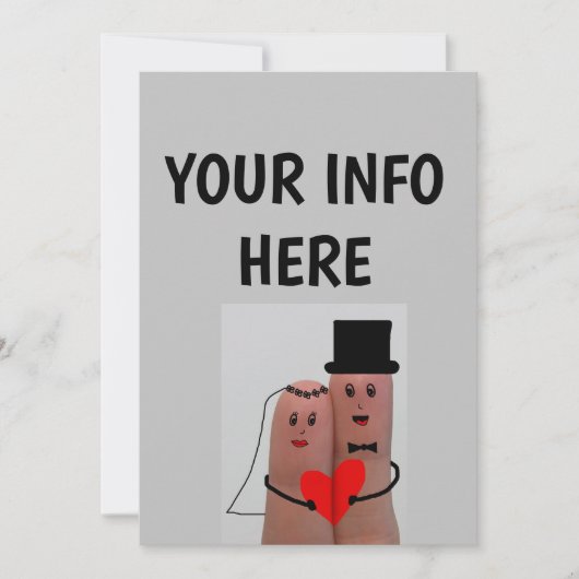 パーソナライズされた結婚式招待状おもしろい指 招待状 (正面)