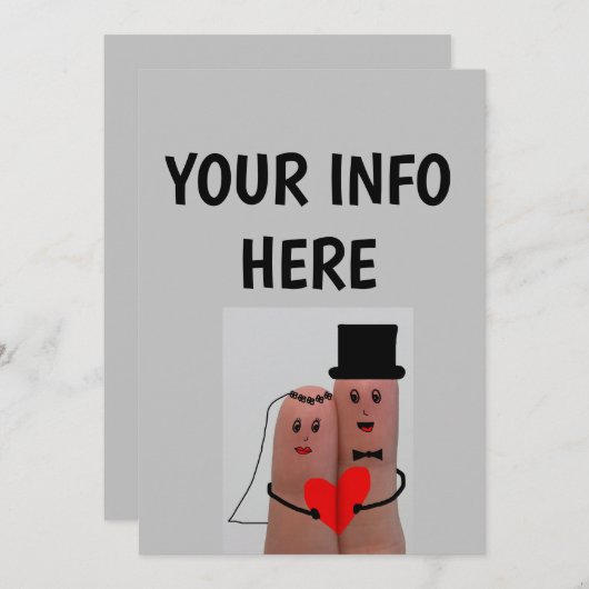 パーソナライズされた結婚式招待状おもしろい指 招待状 (正面/裏面)