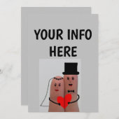 パーソナライズされた結婚式招待状おもしろい指 招待状 (正面/裏面)