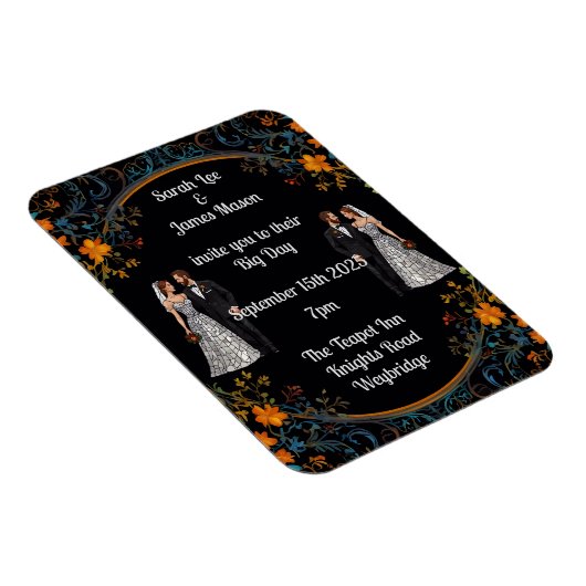 パーソナライズされた結婚式招待状と招待状 マグネット (右側)