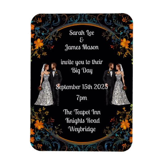 パーソナライズされた結婚式招待状と招待状 マグネット (縦)