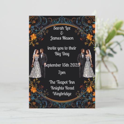 パーソナライズされた結婚式招待状と招待状 招待状 (スタンド正面)