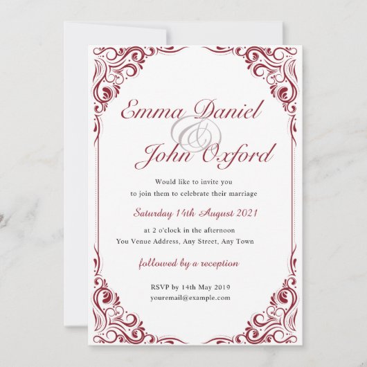 パーソナライズされた結婚式招待状カードはがき06 招待状 (正面)