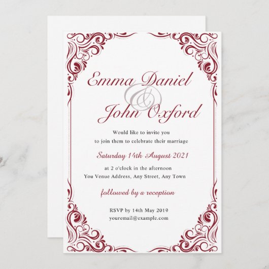 パーソナライズされた結婚式招待状カードはがき06 招待状 (正面/裏面)