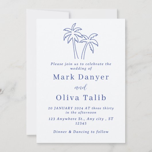 パーソナライズされた結婚式招待状カード – エレガント 招待状 (正面)