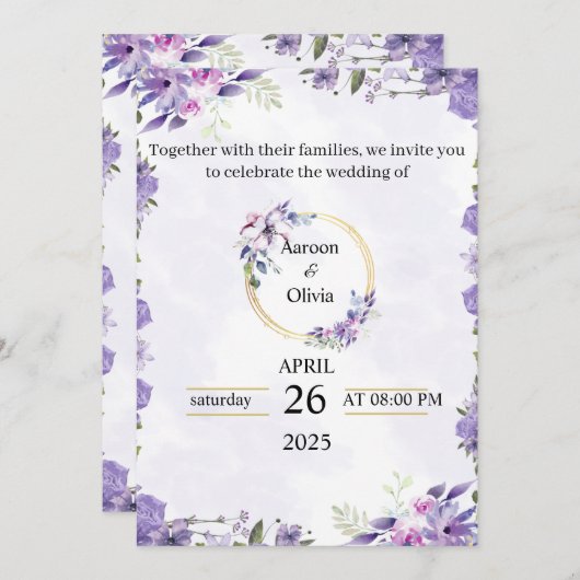 パーソナライズされた結婚式招待状カー祝ド – 招待状 (正面/裏面)