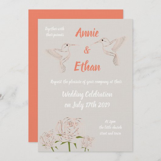 パーソナライズされた結婚式招待状 招待状 (正面/裏面)