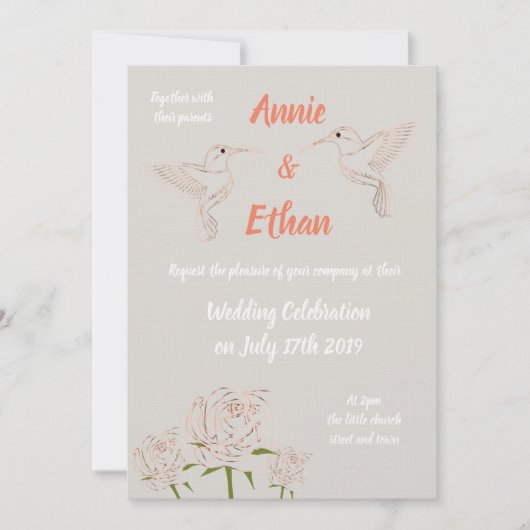 パーソナライズされた結婚式招待状 招待状 (正面)