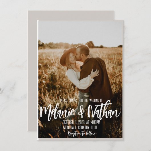 パーソナライズされた結婚式招待状 案内状 (正面/裏面)