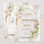 パーソナライズされた結婚式招待状 | 素朴フローラ 招待状 (正面/裏面)