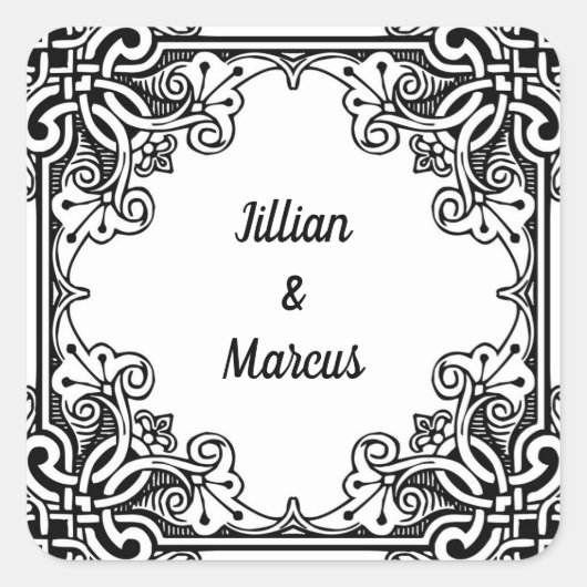 パーソナライズされた結婚式用シール スクエアシール (正面)