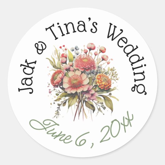 パーソナライズされた結婚式用シール ラウンドシール (正面)