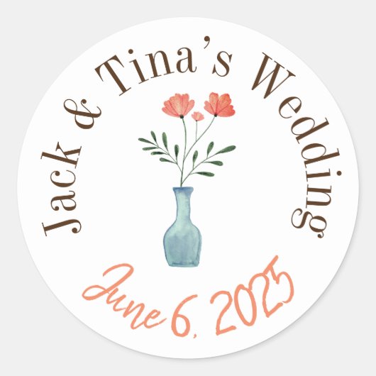 パーソナライズされた結婚式用シール ラウンドシール (正面)