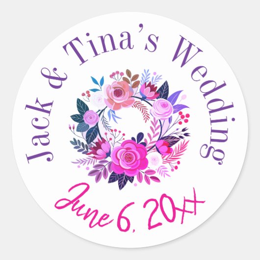 パーソナライズされた結婚式用シール ラウンドシール (正面)