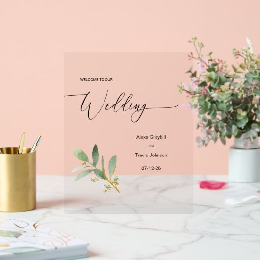 パーソナライズされた結婚徴候 アクリルサイン (ウェディング)