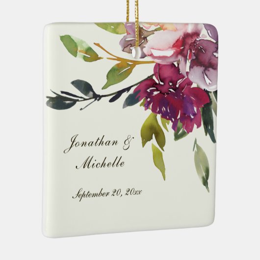 パーソナライズされた結婚感動的クリスマス セラミックオーナメント (右)