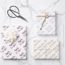 パーソナライズされた結婚新郎新婦シルバーゴッドピンク ラッピングペーパーシート