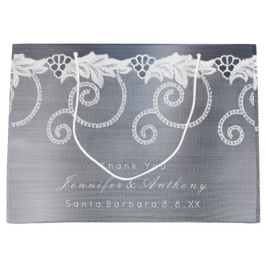 パーソナライズされた結婚白地 ラージペーパーバッグ (正面)