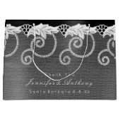 パーソナライズされた結婚白黒王室のレース ラージペーパーバッグ (正面)