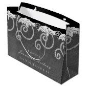 パーソナライズされた結婚白黒王室のレース ラージペーパーバッグ (裏面アングル)