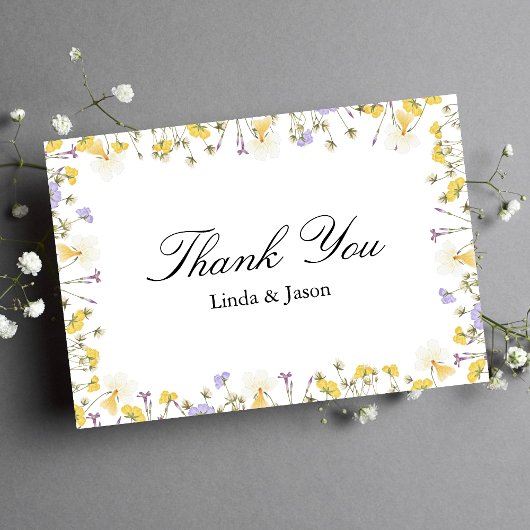 パーソナライズされた結婚素朴フローラサンキューカード 招待状