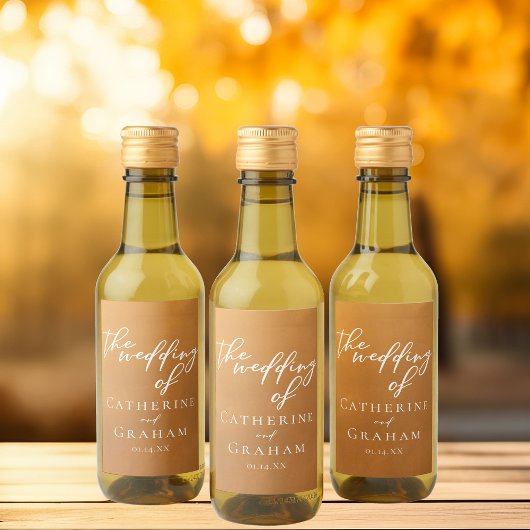 パーソナライズされた結婚素朴金ゴールド ワインラベル