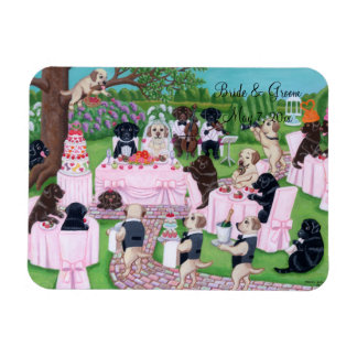 パーソナライズされた結婚絵を描ラブラドール マグネット