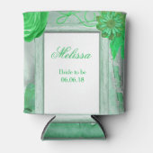 パーソナライズされた結婚緑フローラ 缶クーラー (正面)