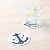 パーソナライズされた結婚航海のいかり ラウンドペーパーコースター (インサイチュ)