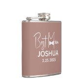 パーソナライズされた結婚花婿介添人モダンブラウン フラスク (右)