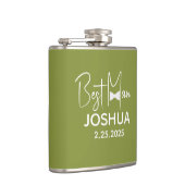 パーソナライズされた結婚花婿介添人モダン緑 フラスク (右)