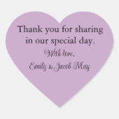 パーソナライズされた結婚薄紫 ハートシール (正面)